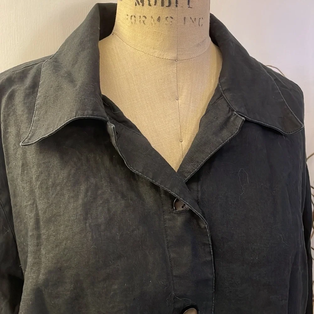 Elisabeth by Liz Claiborne black linen Blazer Size 2 - Picture 2 of 7